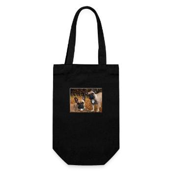 französische Bulldoggen auf der Wiese - Geschenkbeutel für Flaschen - Schwarz - Vorne