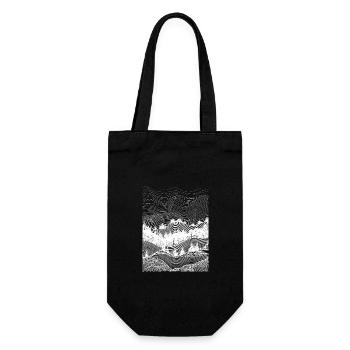 Surreale Minimalistische Hügellandschaft in weiß - Geschenkbeutel für Flaschen - Schwarz - Vorne
