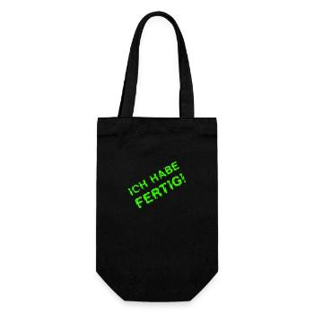 ICH HABE FERTIG grün verzerrt - Geschenkbeutel für Flaschen - Schwarz - Vorne