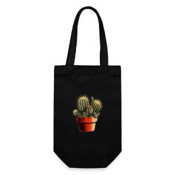 Small green cactus in a flower pot - Gift Bag for Bottles - black - Front