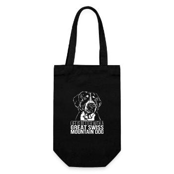 GREAT SWISS MOUNTAIN DOG life is better Wilsigns - Geschenkbeutel für Flaschen - Schwarz - Vorne