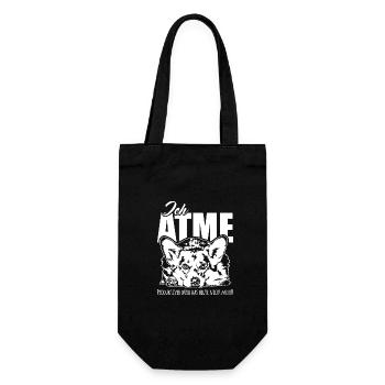 Welsh Corgi ich atme Spruch Hunde Wilsigns - Geschenkbeutel für Flaschen - Schwarz - Vorne