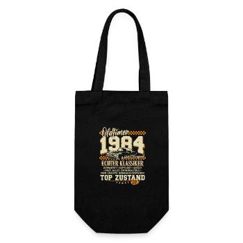 Oldtimer Baujahr 1984 Jahrgang Geburtstag Geschenk - Geschenkbeutel für Flaschen - Schwarz - Vorne