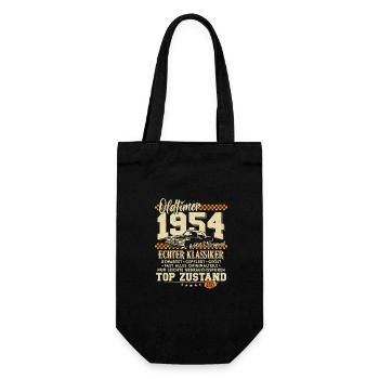 Oldtimer Baujahr 1954 Jahrgang Geburtstag Geschenk - Geschenkbeutel für Flaschen - Schwarz - Vorne