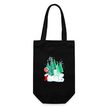 Xmas Christmas Tree Design - Festive Gift Idea - Gift Bag for Bottles - black - Front