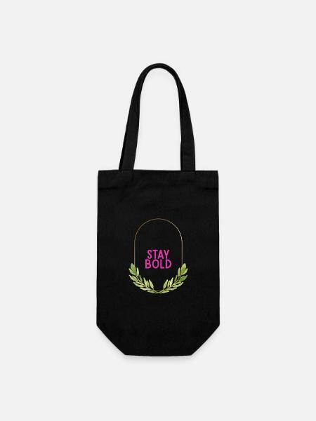 Motif de couronne de feuilles Stay Bold - Sac à bouteille - noir