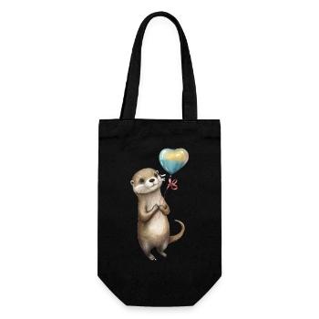 Otter Herz Aquarell - Geschenkbeutel für Flaschen - Schwarz - Vorne