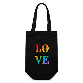 Retro Rainbow Love - Gift Bag for Bottles - black - Front