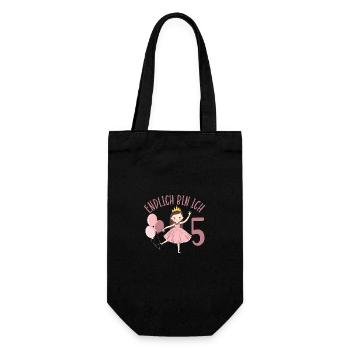 Prinzessin Geburtstagshirt Endlich 5 Jahre Mädchen - Geschenkbeutel für Flaschen - Schwarz - Vorne
