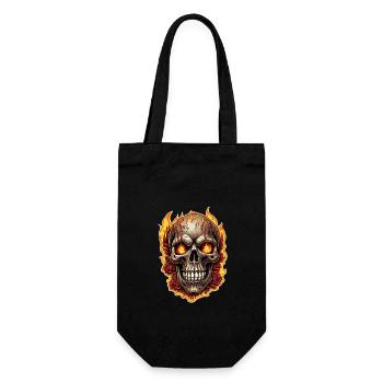 Crâne avec du feu et des roses rouges Crâne ardent - Sac à bouteille - noir - Devant