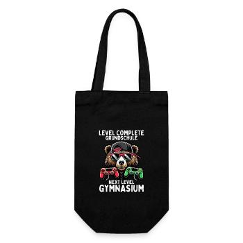 Level Complete Next Level Gymnasium Gaming Bär - Geschenkbeutel für Flaschen - Schwarz - Vorne