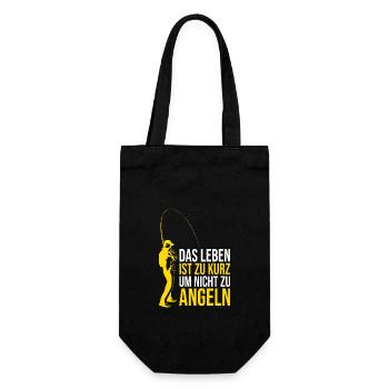 Das Leben Ist Zu Kurz Um Nicht Zu Angeln - Geschenkbeutel für Flaschen - Schwarz - Vorne