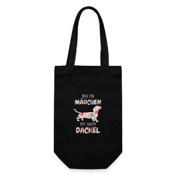 Dackel Dachshund Hund - Geschenkbeutel für Flaschen - Schwarz - Vorne