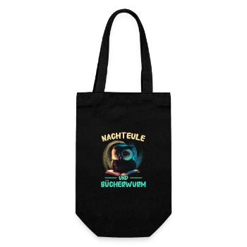 Nachteule Eule Eulen Vogel - Geschenkbeutel für Flaschen - Schwarz - Vorne