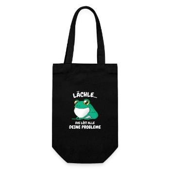 Frosch Grasfrosch Wasserfrosch Kröte - Geschenkbeutel für Flaschen - Schwarz - Vorne
