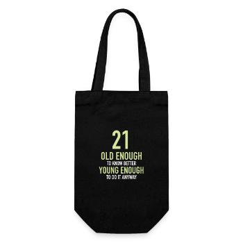 Gift 21 Years Birthday Child - Gift Bag for Bottles - black - Front