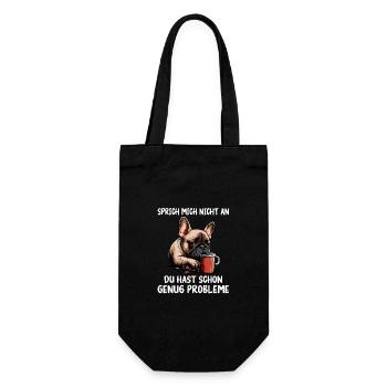 Französische Bulldogge Frenchie Hund - Geschenkbeutel für Flaschen - Schwarz - Vorne