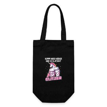 Einhorn Einhörner Fabelwesen Mystisch - Geschenkbeutel für Flaschen - Schwarz - Vorne