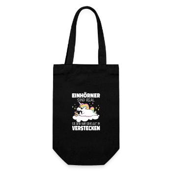 Einhorn Einhörner Fabelwesen Mystisch - Geschenkbeutel für Flaschen - Schwarz - Vorne