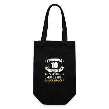 10th Wedding Anniversary Husband Wife Wedding - Gift Bag for Bottles - black - Front