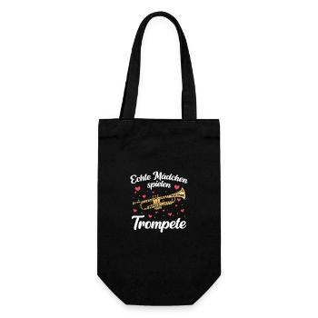 Trompeten Instrument Trompetenspieler - Geschenkbeutel für Flaschen - Schwarz - Vorne