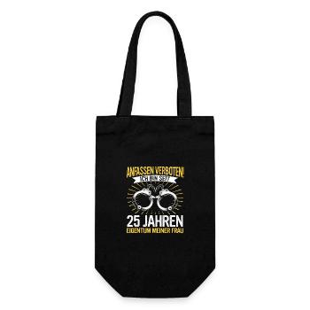 25 Hochzeitstag Jahrestag Ehemann Ehefrau - Geschenkbeutel für Flaschen - Schwarz - Vorne