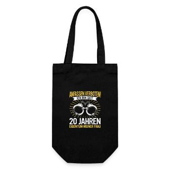 20 Hochzeitstag Jahrestag Ehemann Ehefrau - Geschenkbeutel für Flaschen - Schwarz - Vorne