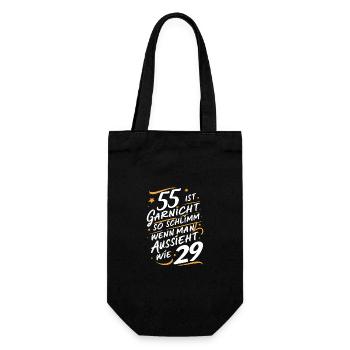 Geburtstagsgeschenk 55 Jahre Geburtstagskind - Geschenkbeutel für Flaschen - Schwarz - Vorne