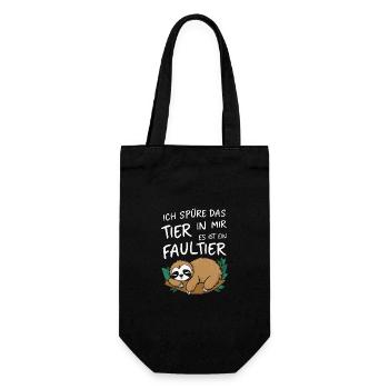 Faultier Faultiere Tier Schlafen Faul - Geschenkbeutel für Flaschen - Schwarz - Vorne