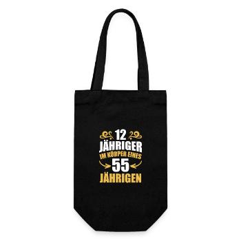 Geburtstagsgeschenk 55 Jahre Geburtstagskind - Geschenkbeutel für Flaschen - Schwarz - Vorne