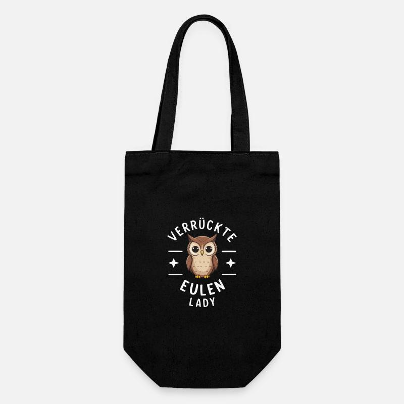 Nachteule Eule Eulen Vogel - Geschenkbeutel für Flaschen - Schwarz
