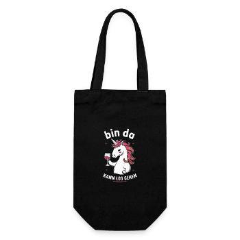 Einhorn Einhörner Fabelwesen Mystisch - Geschenkbeutel für Flaschen - Schwarz - Vorne