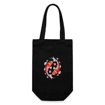 Koi Fisch Karpfen Japan China Fische - Geschenkbeutel für Flaschen - Schwarz - Vorne