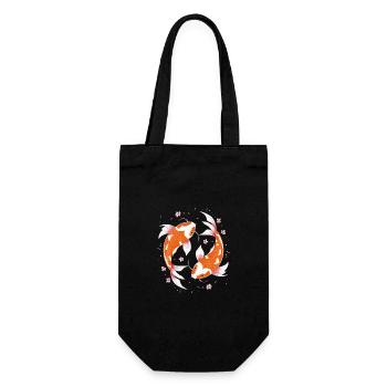 Koi Fisch Karpfen Japan China Fische - Geschenkbeutel für Flaschen - Schwarz - Vorne