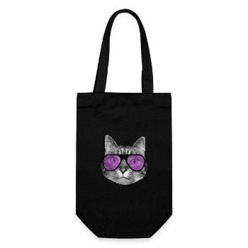 Cat wearing cool pink sunglasses - Gift Bag for Bottles - black - Front