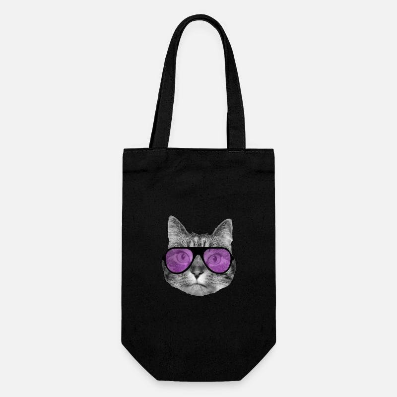 Cat wearing cool pink sunglasses - Gift Bag for Bottles - black