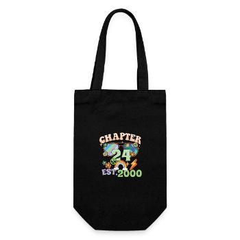 Turning 24 24th Birthday Retro Theme Peace Sign - Gift Bag for Bottles - black - Front