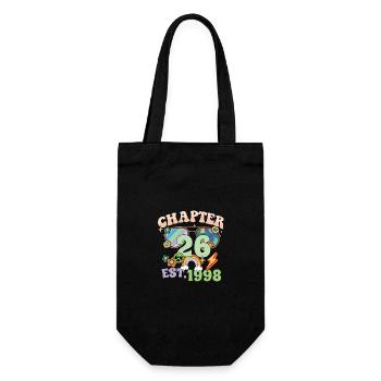 Turning 26 26th Birthday Retro Theme Peace Sign - Gift Bag for Bottles - black - Front