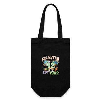 Turning 42 42nd Birthday Retro Theme Peace Sign - Geschenkbeutel für Flaschen - Schwarz - Vorne