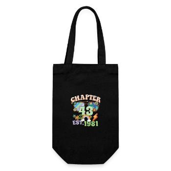Turning 43 43rd Birthday Retro Theme Peace Sign - Gift Bag for Bottles - black - Front