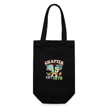 Turning 45 45th Birthday Retro Theme Peace Sign - Gift Bag for Bottles - black - Front