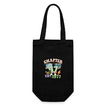 Turning 47 47th Birthday Retro Theme Peace Sign - Gift Bag for Bottles - black - Front