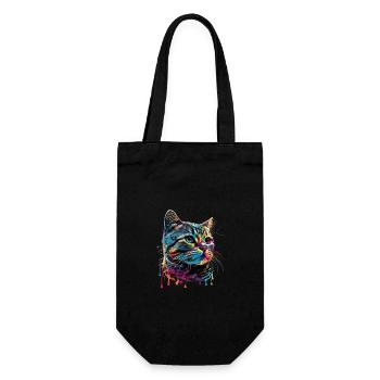 Colorful American Shorthair Cat Gaze - Geschenkbeutel für Flaschen - Schwarz - Vorne