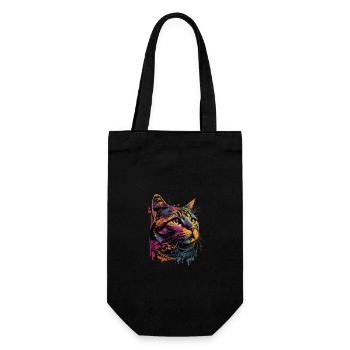 Colorful American Shorthair Cat Gaze - Geschenkbeutel für Flaschen - Schwarz - Vorne