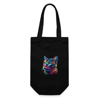 Colorful American Shorthair Cat Gaze - Geschenkbeutel für Flaschen - Schwarz - Vorne