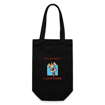 Spoiler Alert I Love Dogs Cartoon Canine - Geschenkbeutel für Flaschen - Schwarz - Vorne