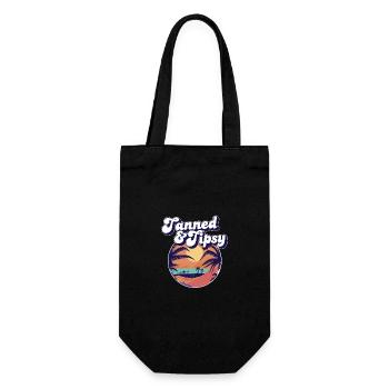 Tanned And Tipsy Tropical Summer Vibes Travel - Geschenkbeutel für Flaschen - Schwarz - Vorne