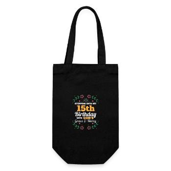 Stepping into my 15th Birthday Religious Bday - Gift Bag for Bottles - black - Front