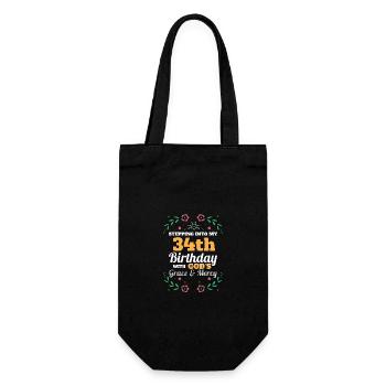 Stepping into my 34th Birthday Religious Bday - Gift Bag for Bottles - black - Front