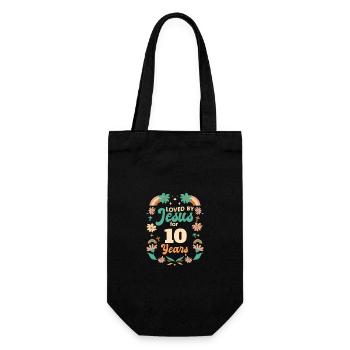 Loved By Jesus For 10 Years 10th Birthday - Gift Bag for Bottles - black - Front